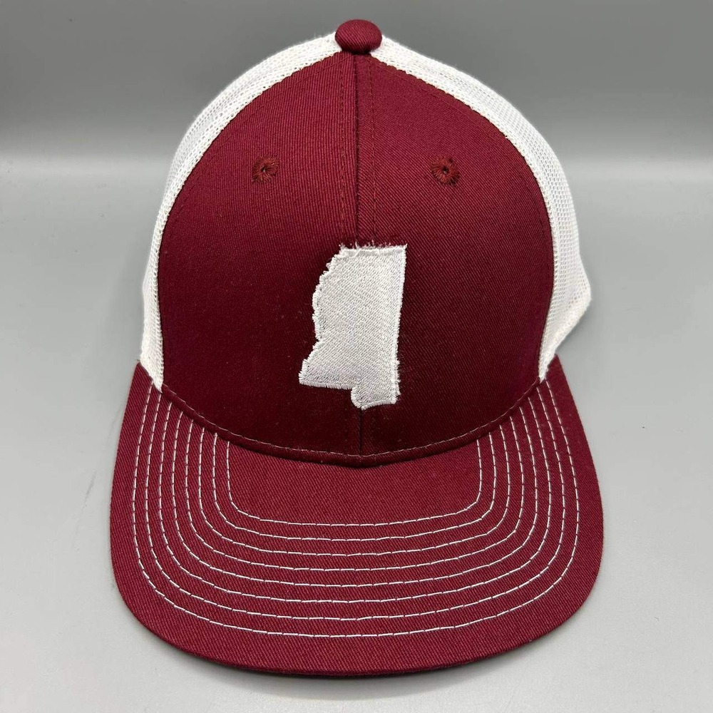 Mississippi Trucker Hat Men Red White Embroidered The Game Snap Back Cap